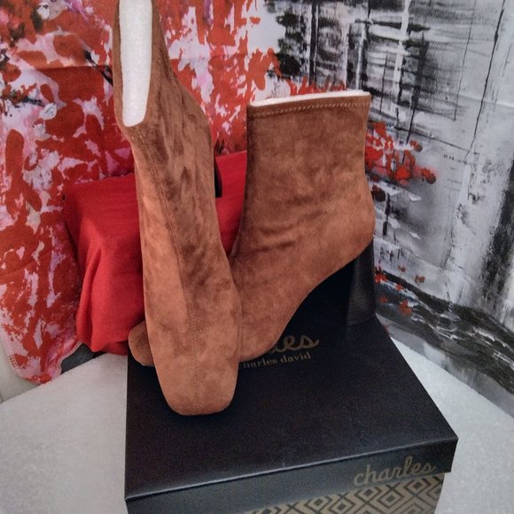 Charles David Block-Heel Sock Booties - Picture 2 of 5